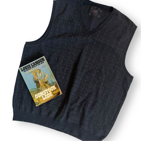 Y2K Men’s Pullover V-Neck Sweater Vest Navy Blue Cutter & Buck Sz XLT - Picture 1 of 9